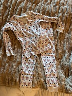 Roller Rabbit Bunny Pajama Set Girls Size 10 Cotton Easter Print
